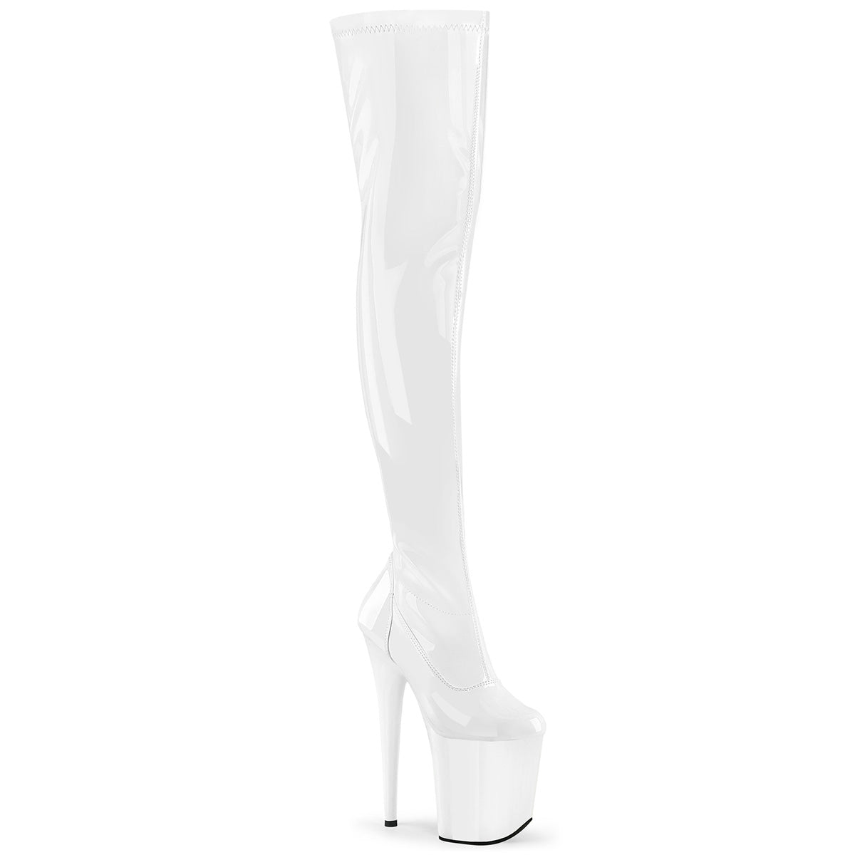 White patent 2024 thigh high boots