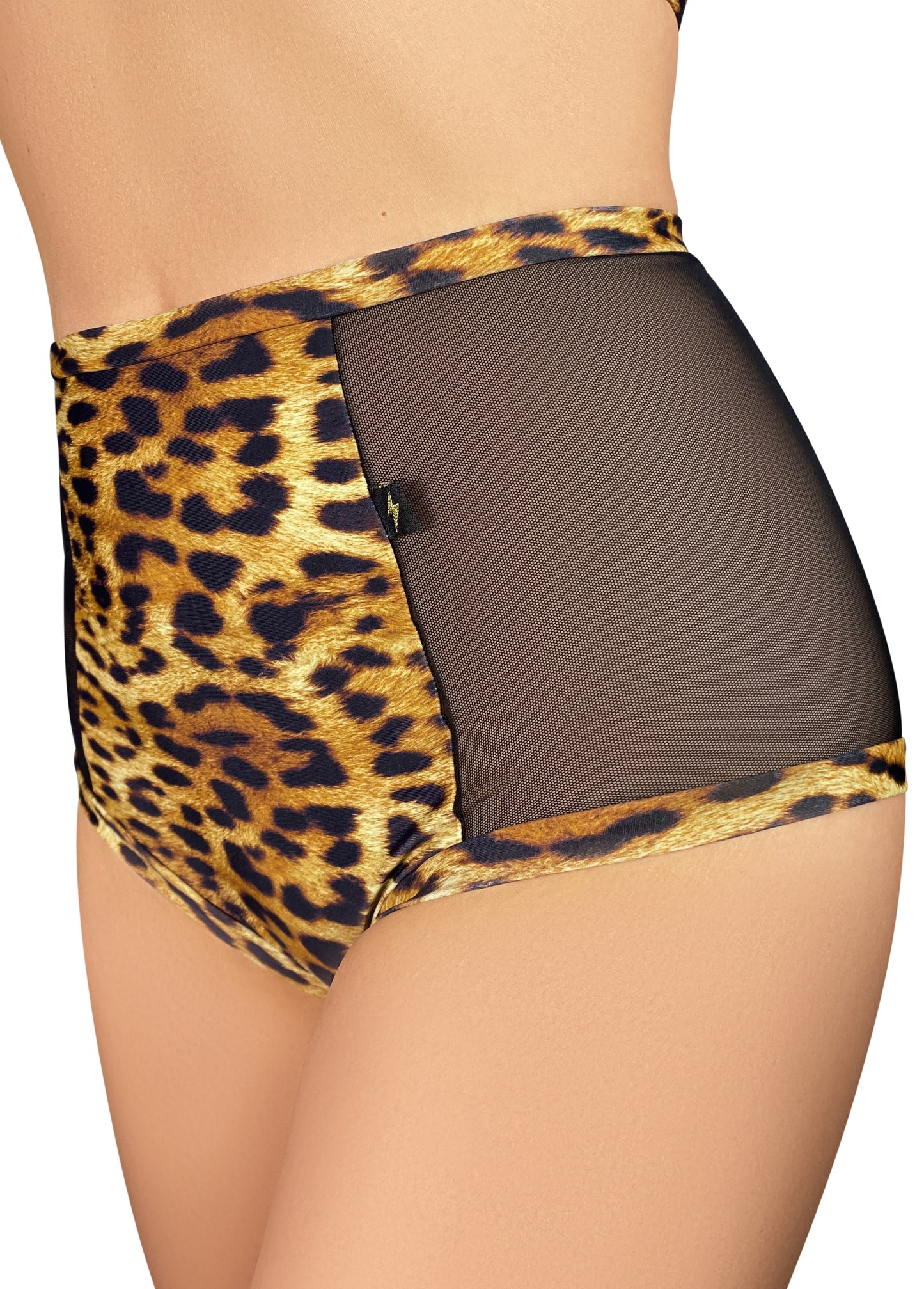 Anima Print Tan Leopard Scrunch Butt Leggings Nylon Spandex
